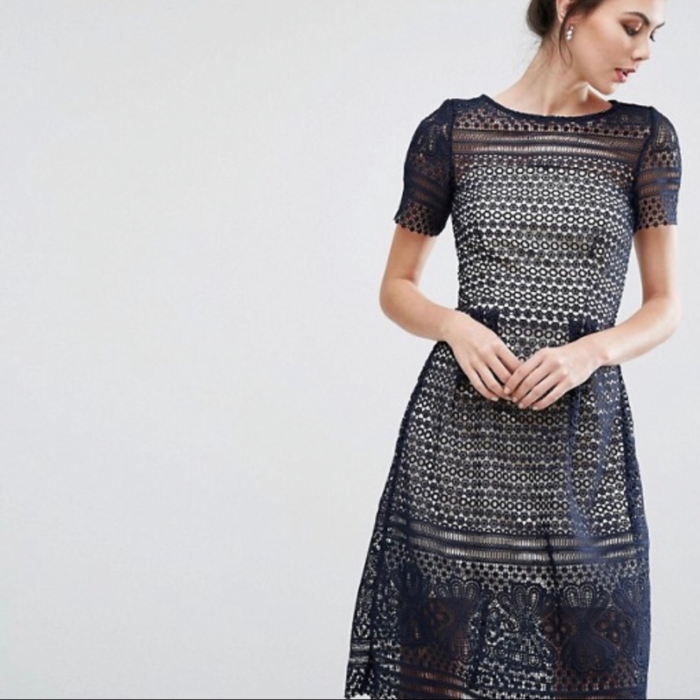 Paper Dolls Tall Allover Lace Midi Skater Dress
